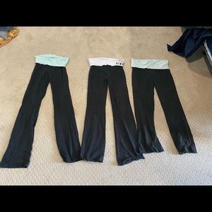 3 pair of Pink VS flare leg yoga pants size medium long